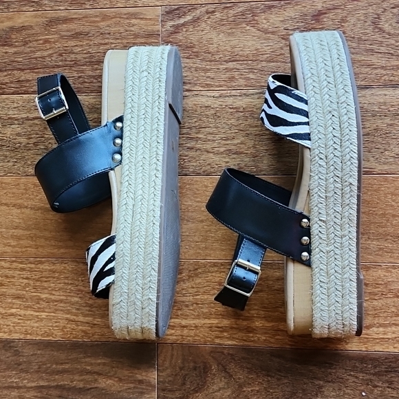 Steve Madden Fifer Zebra Animal Print Platform Espadrille Size 9 Black White - Picture 1 of 7